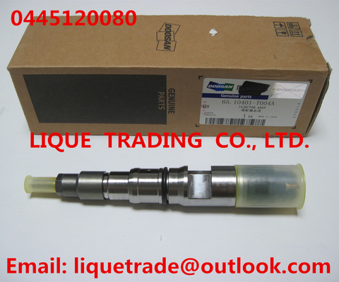 China Genuine and New Common rail injector 0445120080 / 0 445 120 080 for DAEWOO DOOSAN DL06S 65.10401-7004A supplier